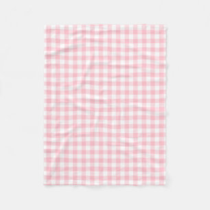 Pink and White Medium Size Gingham Checks Fleece Blanket