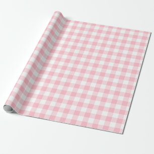 Pink and White Medium Size Gingham Checks Wrapping Paper