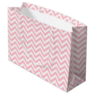 Pink and White Medium Size Horizontal Chevron Large Gift Bag