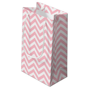 Pink and White Medium Size Horizontal Chevron Small Gift Bag