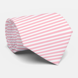 Pink and White Medium Size Horizontal Stripes Tie