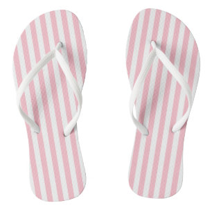 Pink and White Medium Size Vertical Stripes Thongs