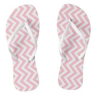 Pink and White Medium Vertical Chevron Stripes Thongs