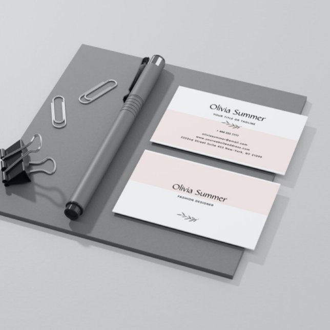 Pink And White Minimalist  Business Card (Creator Uploaded)