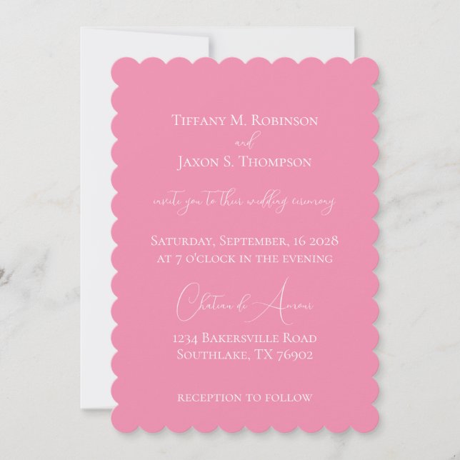 Pink and White Minimalist Wedding Invitation (Front)