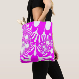 Pink and White Mod Tote Bag