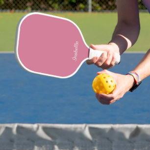 Pink and White Modern Customise Name Pickleball Paddle