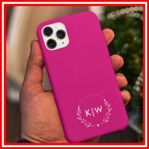 Pink and White Modern Initials Monogram iPhone 16 Pro Max Case