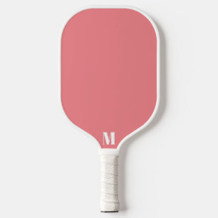Pink and White Modern Monogram Pickleball Paddle