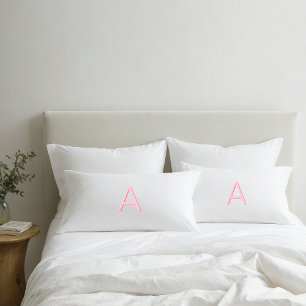 Pink and White Modern Monogram Pillowcase
