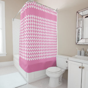 Pink and white Modern Sharp Waves Shower Curtain