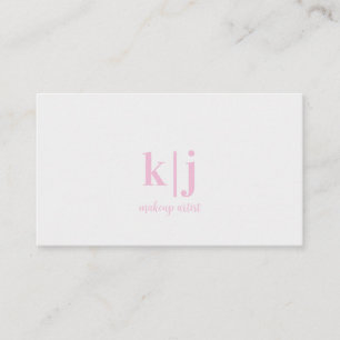 Pink and white Monogram Makeup Artist Business Card