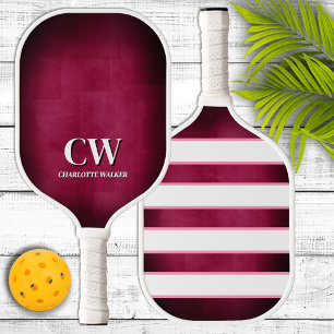 Pink and White Monogram Pickleball Paddle