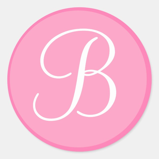 Pink and White Monogrammed Envelope Seal Sticker (Front)