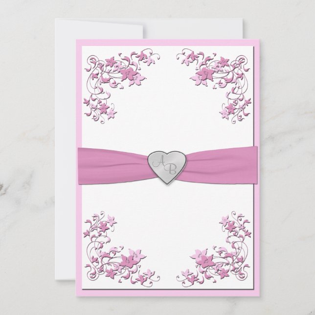 Pink and White Monogrammed Invitation (Front)