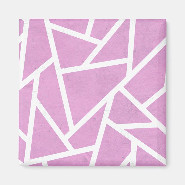 Pink and white mosaic pattern magnet (Front)