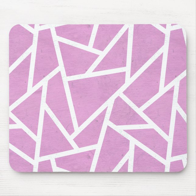 Pink and white mosaic pattern mouse pad (Front)