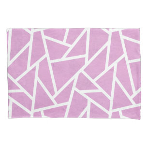 Pink and white mosaic pattern pillowcase