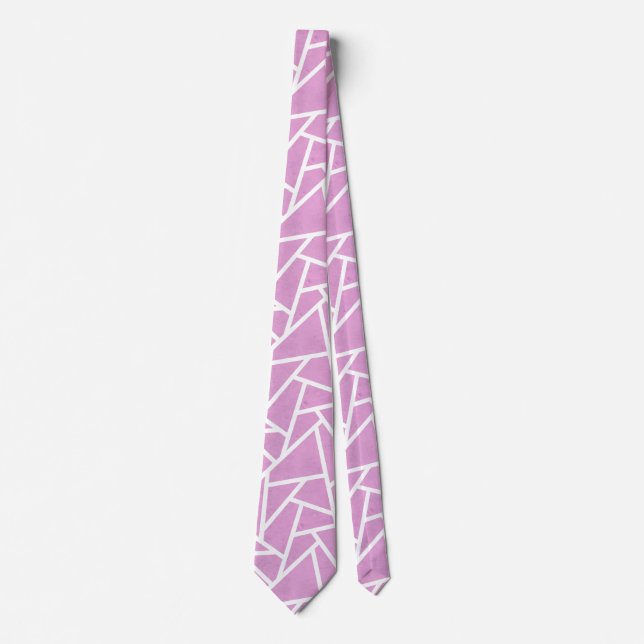 Pink and white mosaic pattern tie (Front)