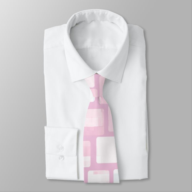 Pink and White Mosaic Pattern Tie (Tied)