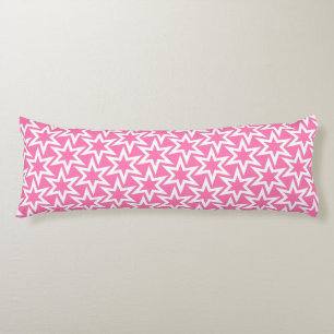 Pink And White Motif   Geometric Star Pattern Body Cushion