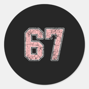 Pink And White Number 67 Jersey Player Uniform #67 Classic Round Sticker