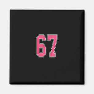 Pink And White Number 67 Jersey Player Uniform #67 Magnet