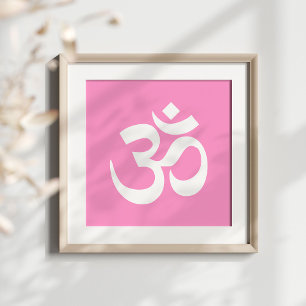 Pink and White Om Symbol Poster