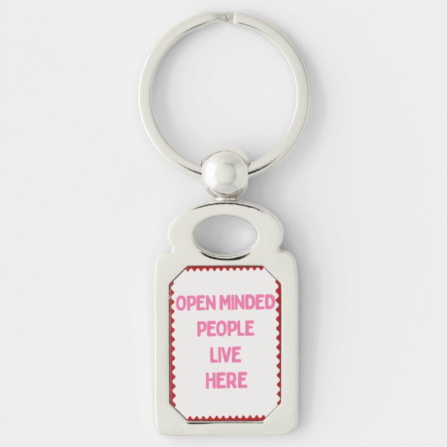 Pink and White Open Minded People  Key Ring (Front)