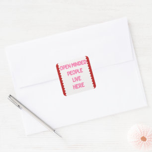 Pink and White Open Minded People  Square Sticker
