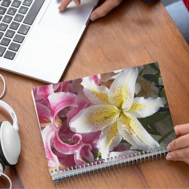 Pink and White Oriental Lilies Floral Notebook (In Situ)