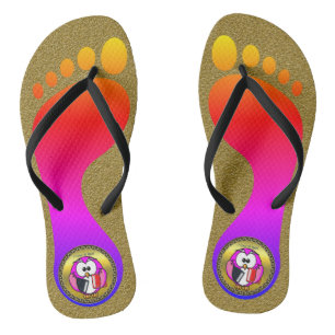 Pink and white owl holding school books and gold thongs