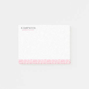 Pink and White Paisley Pattern Post-it Notes