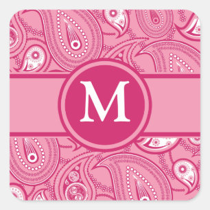 Pink and White Paisley Square Sticker
