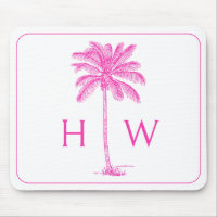 Pink and White Palm Palmetto Tree Monogram