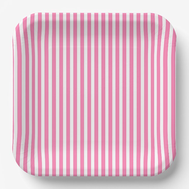Pink And White   Paper Plate (Front)