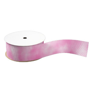 Pink and White Pastel Tie-Dye Marbleised Clouds Grosgrain Ribbon