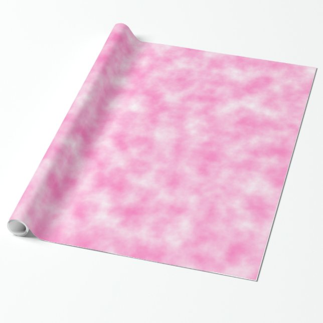 Pink and White Pastel Tie-Dye Marbleised Clouds Wrapping Paper (Unrolled)