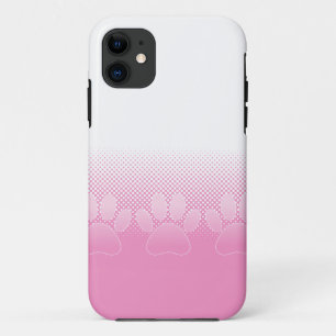 Pink And White Paws With Newsprint Background iPhone 11 Case