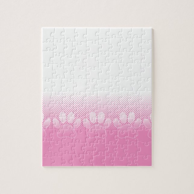Pink And White Paws With Newsprint Background Jigsaw Puzzle (Vertical)