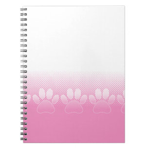 Pink And White Paws With Newsprint Background Notebook