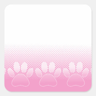 Pink And White Paws With Newsprint Background Square Sticker