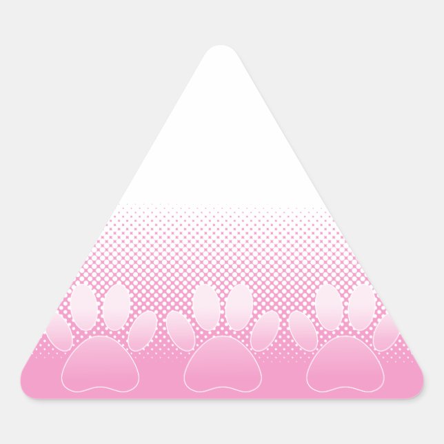Pink And White Paws With Newsprint Background Triangle Sticker (Front)