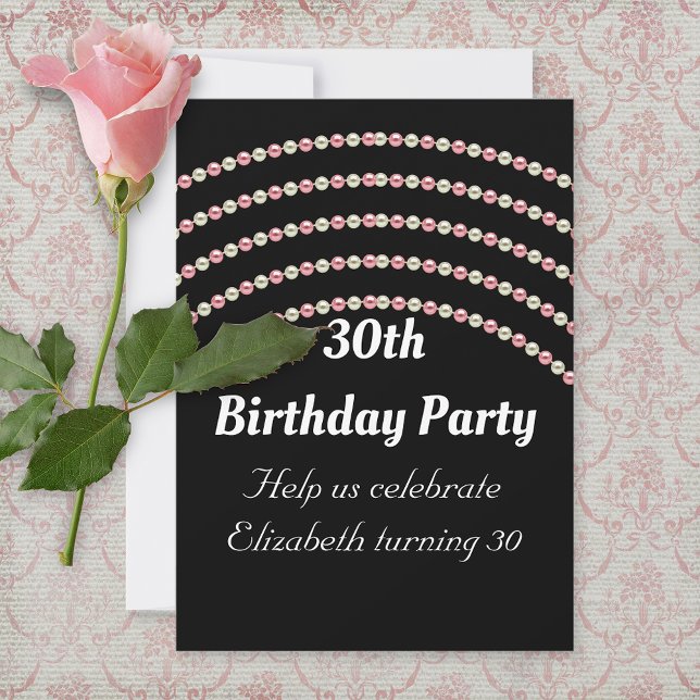 Pink and White Pearl Birthday Invitation (Creator Uploaded)