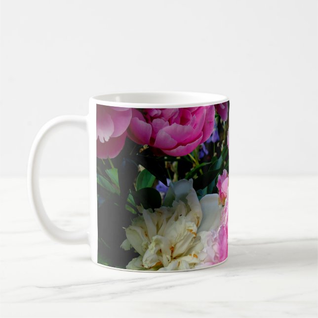 Pink and White Peonies Coffee Mug (Left)