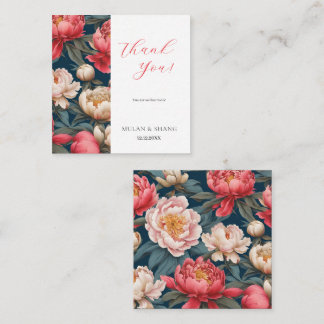 Pink and White Peonies Oriental Thank You Card