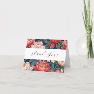 Pink and White Peonies Oriental Thank You Cards