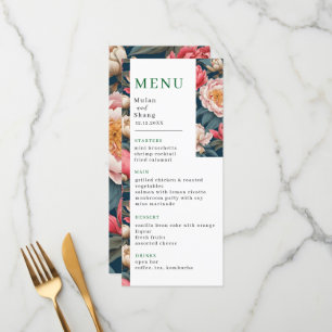 Pink and White Peonies Oriental Wedding Menu
