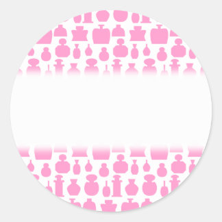 Pink and White Perfume Bottle Pattern. Classic Round Sticker