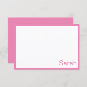 Pink and White Personalised Flat Note Card